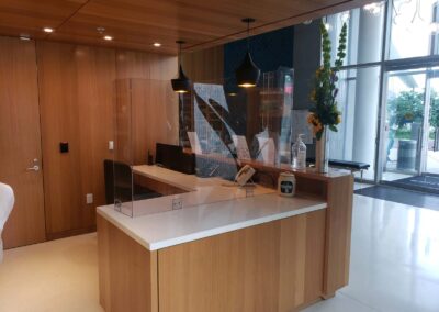 Clear custom protective barrier for business office front desk reception